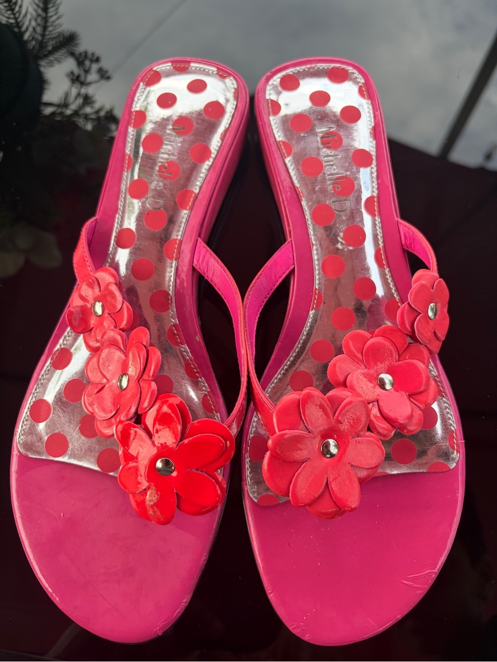 Michelle D Pink Floral Slide Sandals
